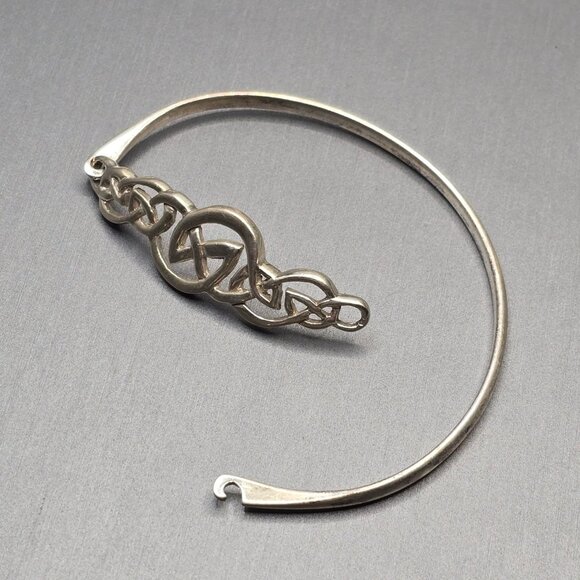VTG Sterling Silver 925 Celtic Knot Bracelet 7" Hinged Design 10.33g - Picture 7 of 11